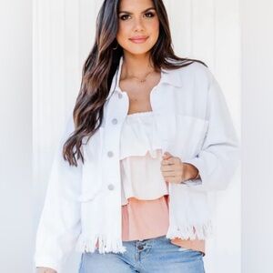 New- Fringe Hem Denim Jacket